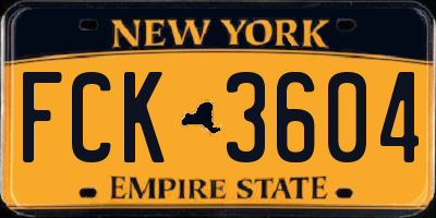 NY license plate FCK3604