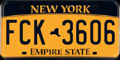 NY license plate FCK3606