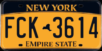 NY license plate FCK3614