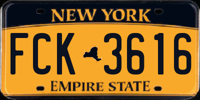 NY license plate FCK3616