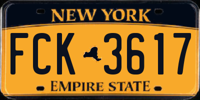 NY license plate FCK3617