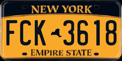 NY license plate FCK3618
