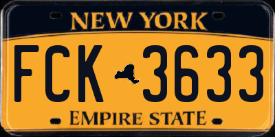 NY license plate FCK3633
