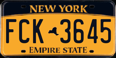 NY license plate FCK3645
