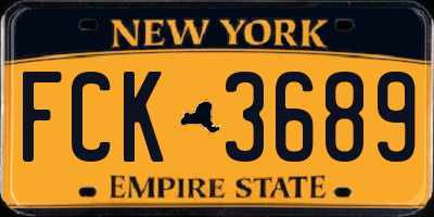 NY license plate FCK3689