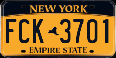 NY license plate FCK3701