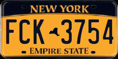 NY license plate FCK3754