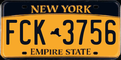 NY license plate FCK3756
