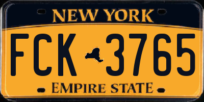 NY license plate FCK3765