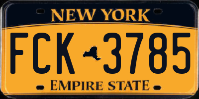 NY license plate FCK3785