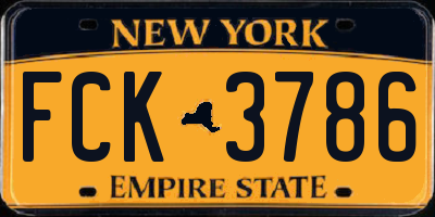 NY license plate FCK3786
