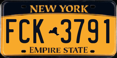 NY license plate FCK3791