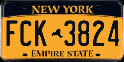 NY license plate FCK3824