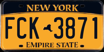 NY license plate FCK3871