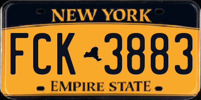 NY license plate FCK3883
