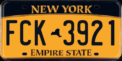 NY license plate FCK3921