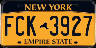 NY license plate FCK3927