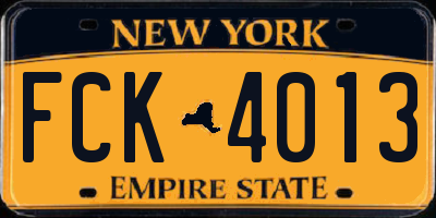 NY license plate FCK4013