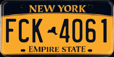 NY license plate FCK4061