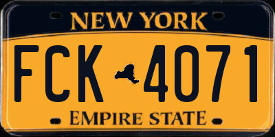 NY license plate FCK4071
