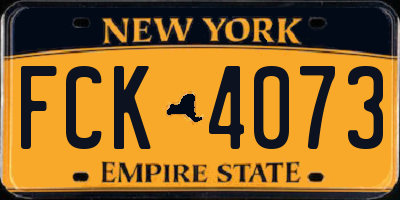 NY license plate FCK4073