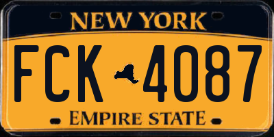 NY license plate FCK4087