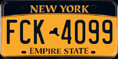 NY license plate FCK4099