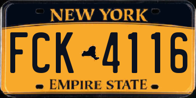 NY license plate FCK4116