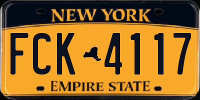NY license plate FCK4117