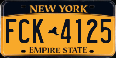 NY license plate FCK4125