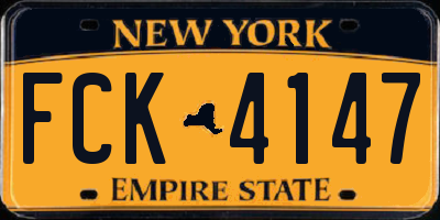 NY license plate FCK4147