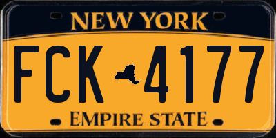 NY license plate FCK4177