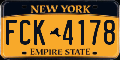 NY license plate FCK4178