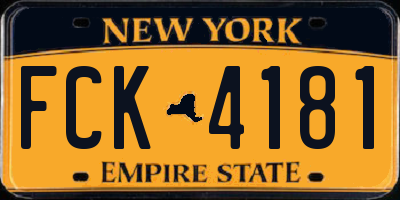 NY license plate FCK4181