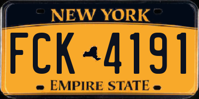 NY license plate FCK4191