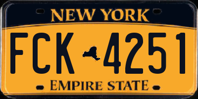 NY license plate FCK4251
