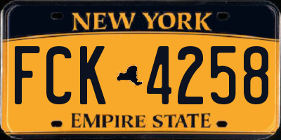 NY license plate FCK4258