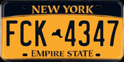 NY license plate FCK4347