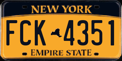 NY license plate FCK4351