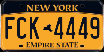 NY license plate FCK4449