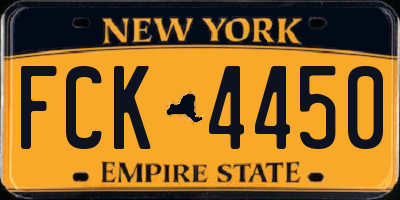 NY license plate FCK4450