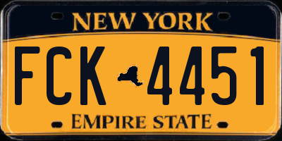 NY license plate FCK4451