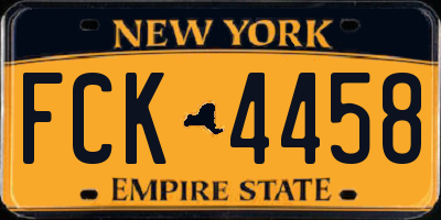 NY license plate FCK4458