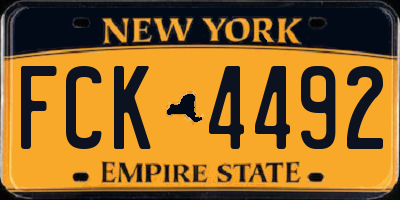 NY license plate FCK4492