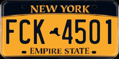 NY license plate FCK4501