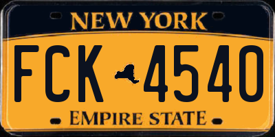 NY license plate FCK4540