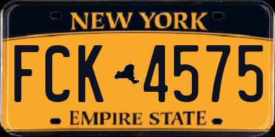 NY license plate FCK4575