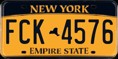 NY license plate FCK4576