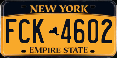 NY license plate FCK4602