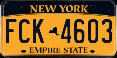 NY license plate FCK4603